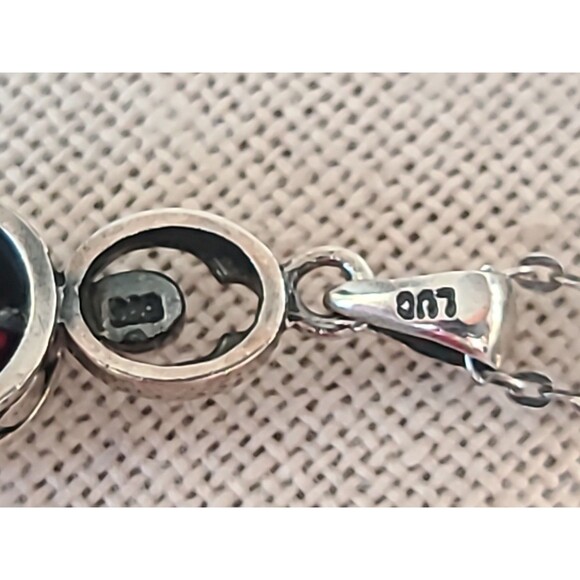 925 Sterling Silver Garnet Pendant Necklace Vintage - Picture 5 of 10